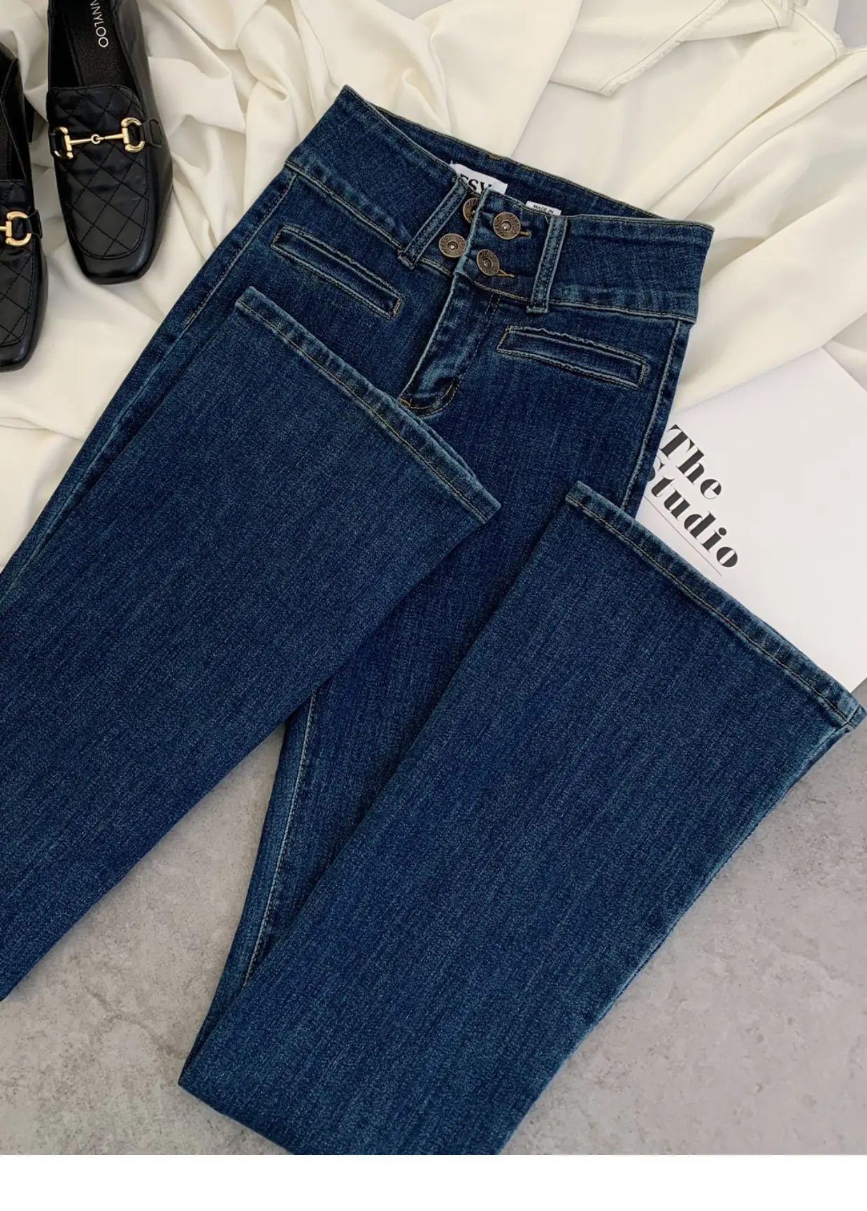 2023 New Retro Dark Blue Slim Fit Skinny Jeans Women — feature 4