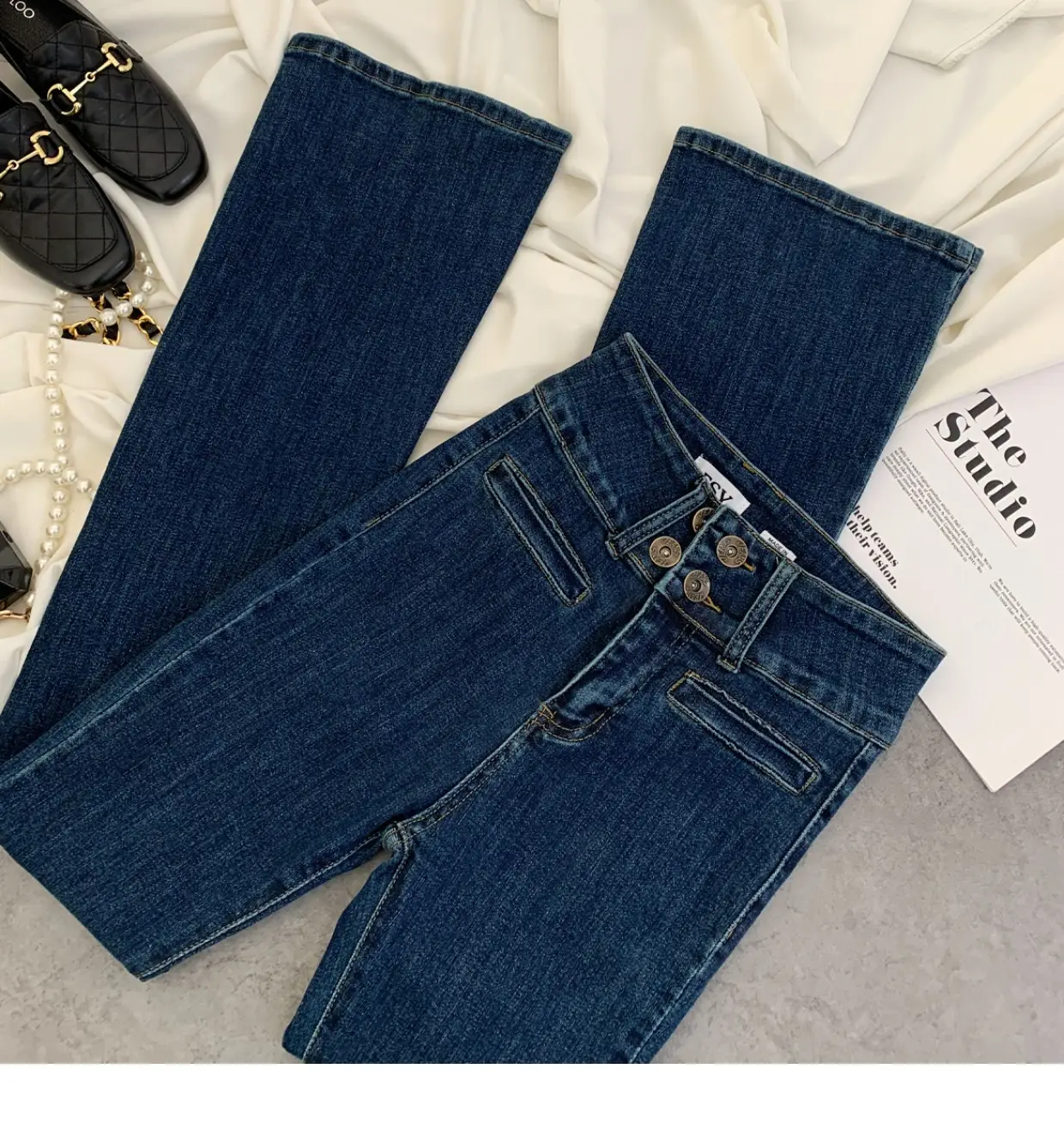 2023 New Retro Dark Blue Slim Fit Skinny Jeans Women — feature 5