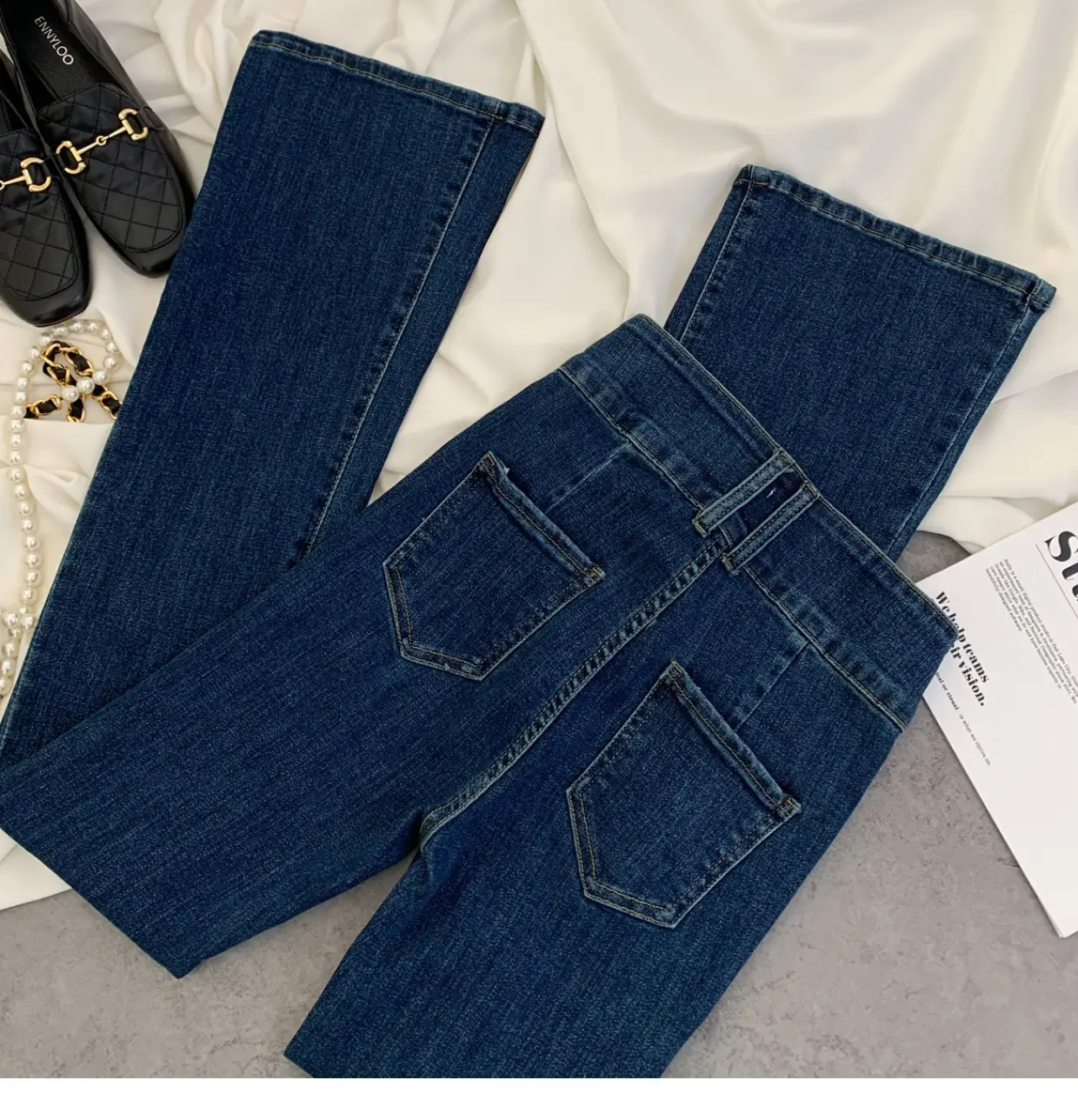 2023 New Retro Dark Blue Slim Fit Skinny Jeans Women — feature 6