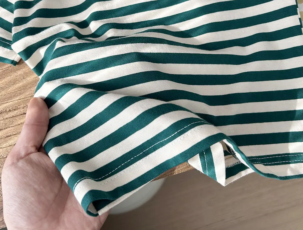 2025 Kids Striped Cotton Polo Shirt Green White — feature 7