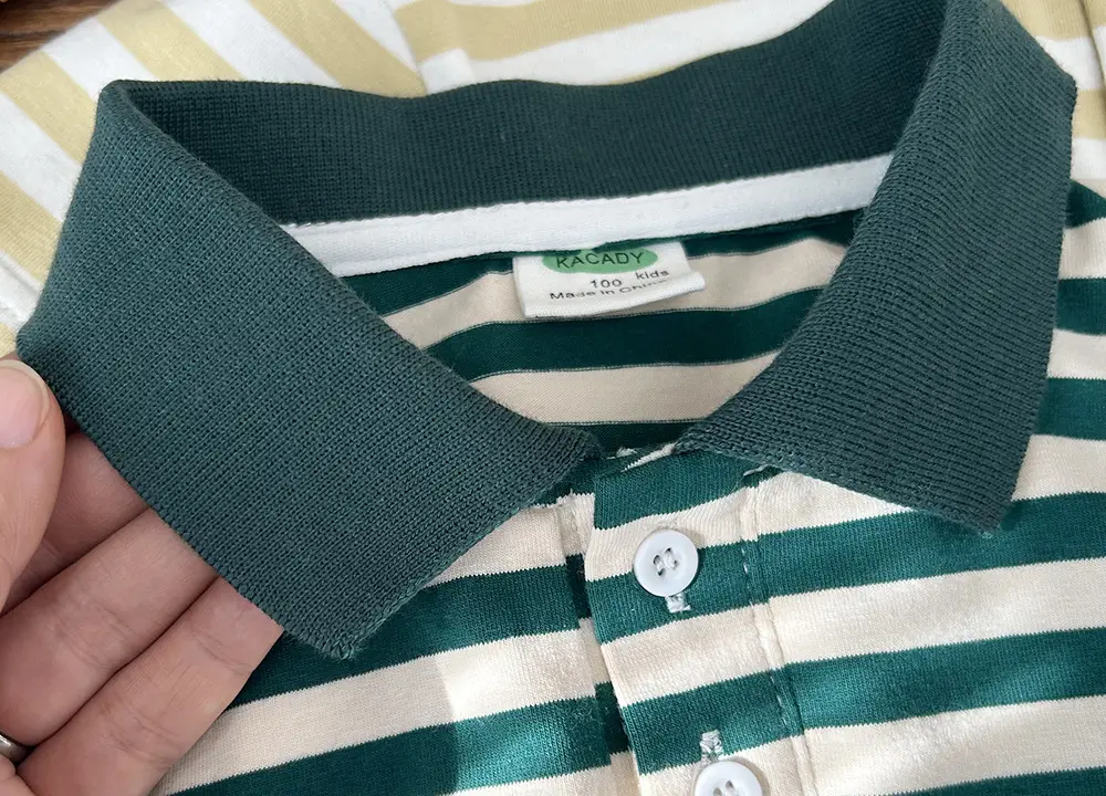 2025 Kids Striped Cotton Polo Shirt Green White — feature 9