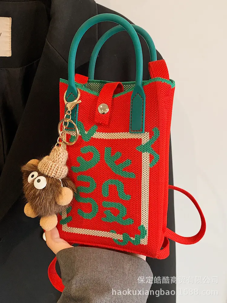 Women Red Envelope Messenger Bag with Doll Keychain - Image 14