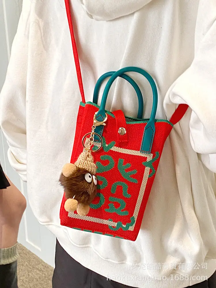 Women Red Envelope Messenger Bag with Doll Keychain - Image 17