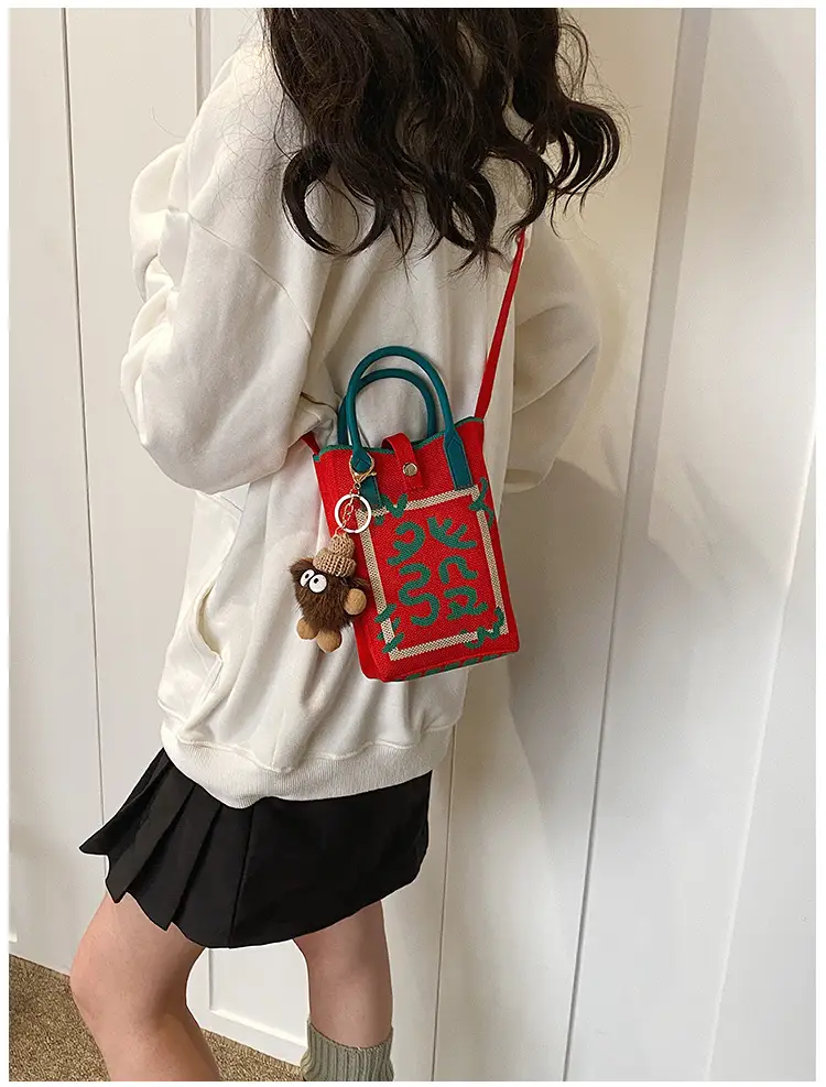 Women Red Envelope Messenger Bag with Doll Keychain — feature 12
