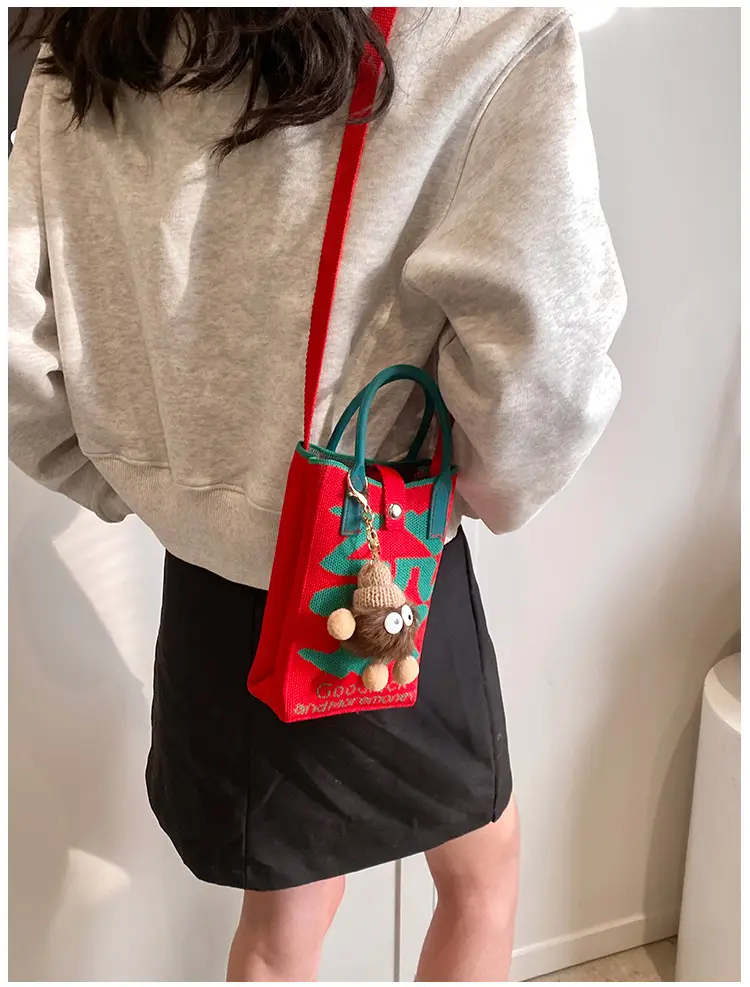 Women Red Envelope Messenger Bag with Doll Keychain — feature 24