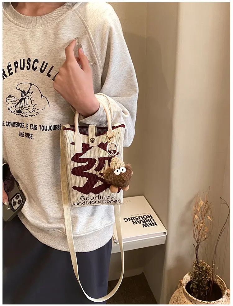 Women Red Envelope Messenger Bag with Doll Keychain — feature 25