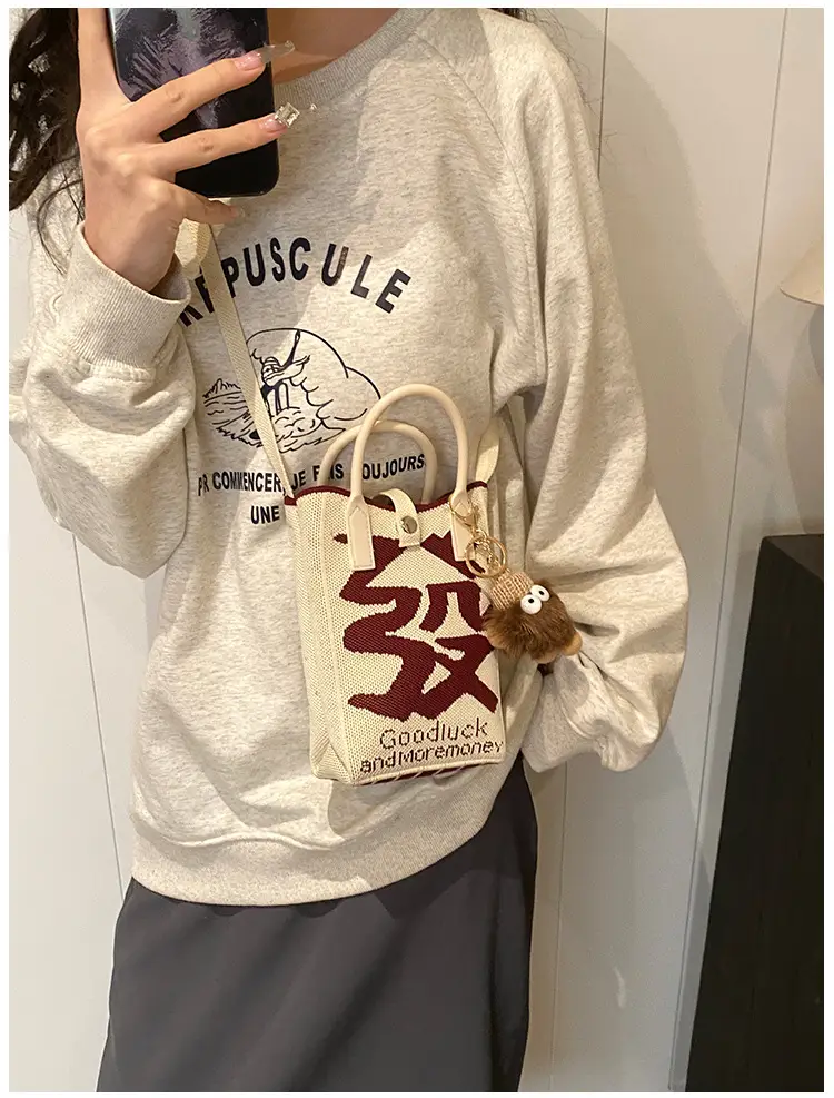Women Red Envelope Messenger Bag with Doll Keychain — feature 26