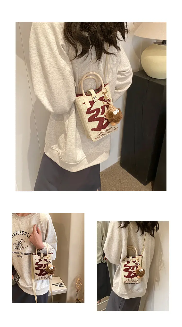 Women Red Envelope Messenger Bag with Doll Keychain — feature 3