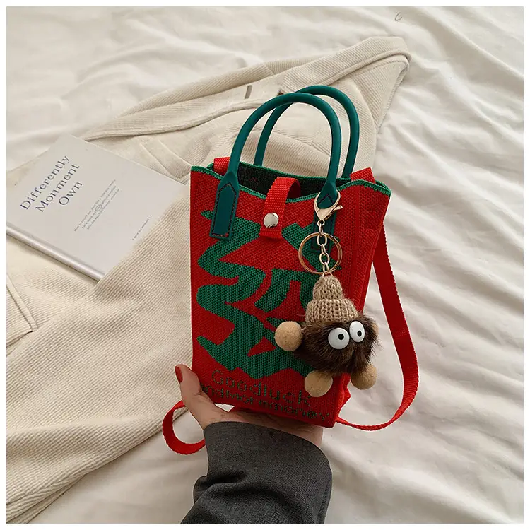 Women Red Envelope Messenger Bag with Doll Keychain — feature 37