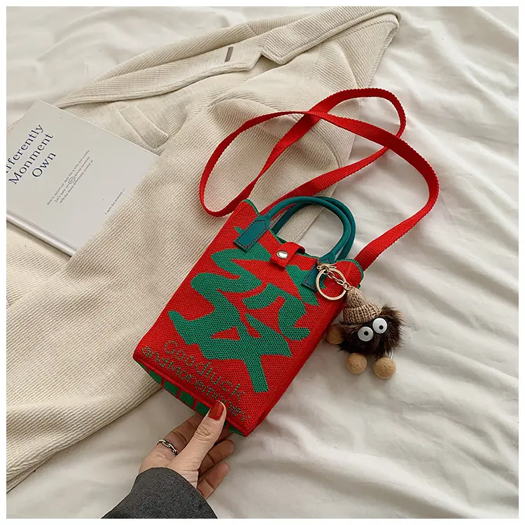 Women Red Envelope Messenger Bag with Doll Keychain — feature 38