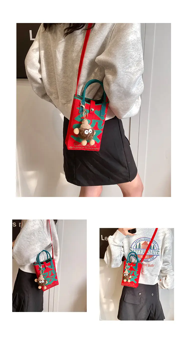 Women Red Envelope Messenger Bag with Doll Keychain — feature 4