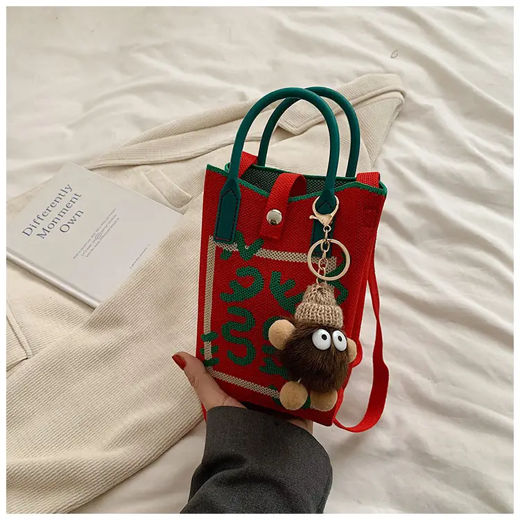 Women Red Envelope Messenger Bag with Doll Keychain — feature 40