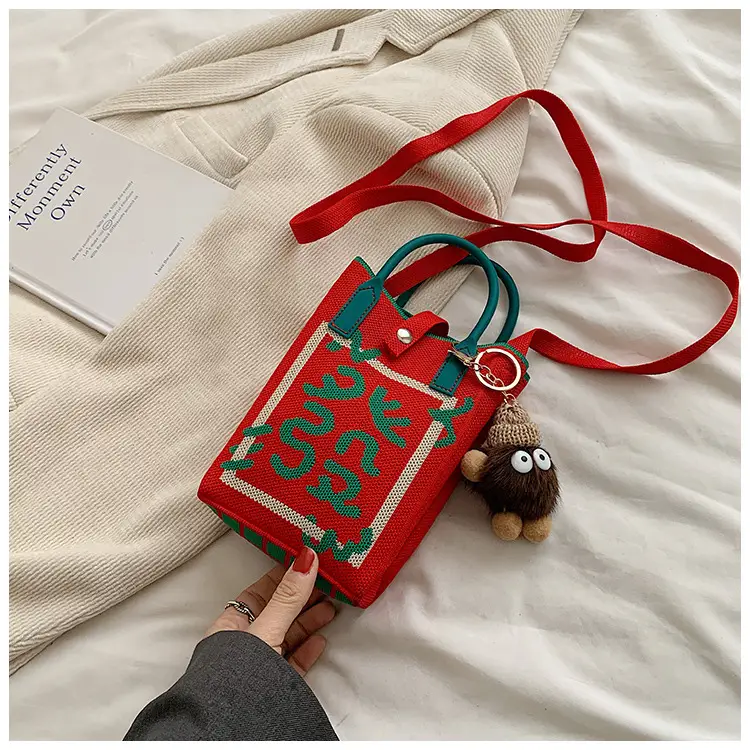 Women Red Envelope Messenger Bag with Doll Keychain — feature 41