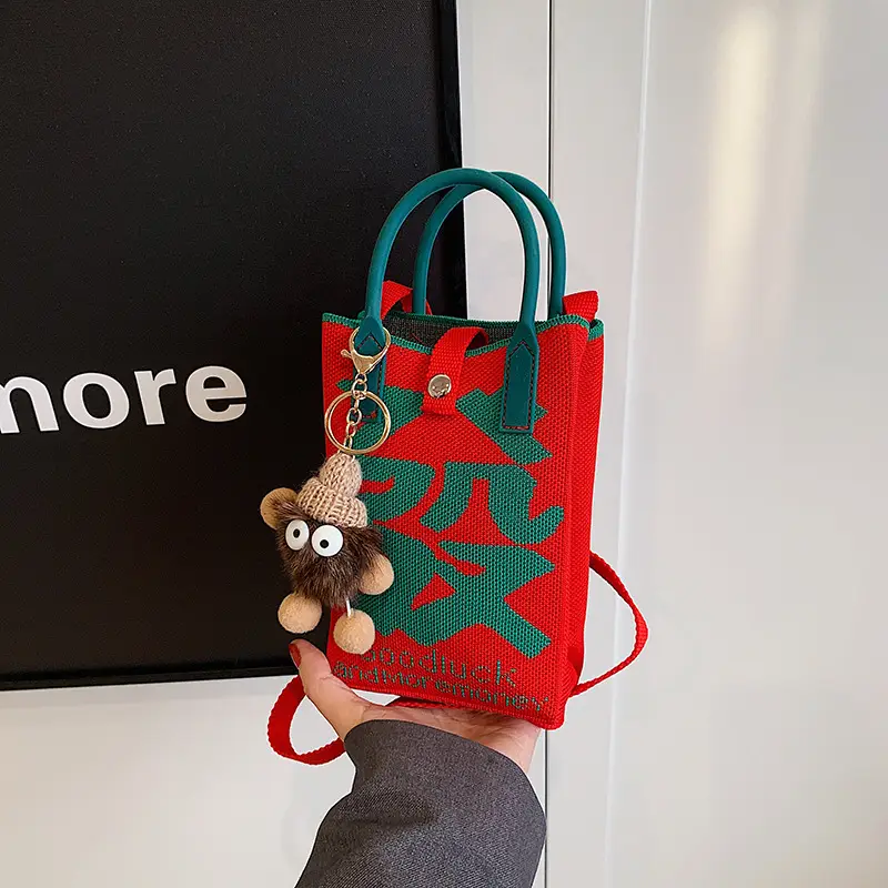 Women Red Envelope Messenger Bag with Doll Keychain - Image 11