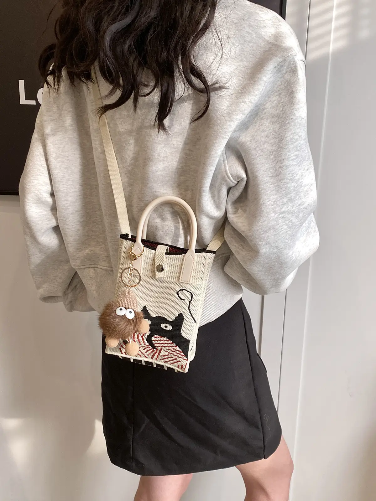 Women Red Envelope Messenger Bag with Doll Keychain - Image 9