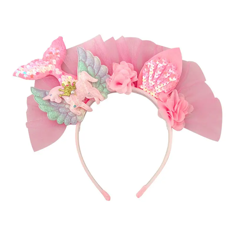 Girls Fish Tail Hairpin Headbands with Sequins & Flowers