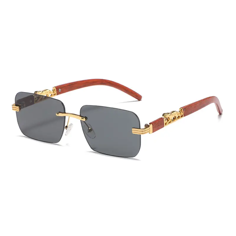 Gradient Frameless Sunglasses for Men Women Gold Metal - Image 13