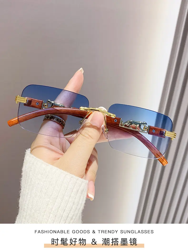 Gradient Frameless Sunglasses for Men Women Gold Metal โ feature 11