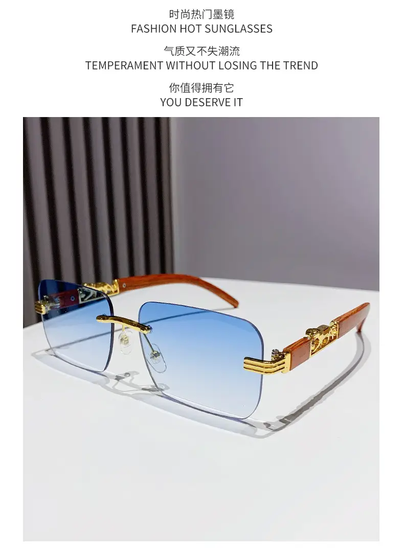 Gradient Frameless Sunglasses for Men Women Gold Metal โ feature 12