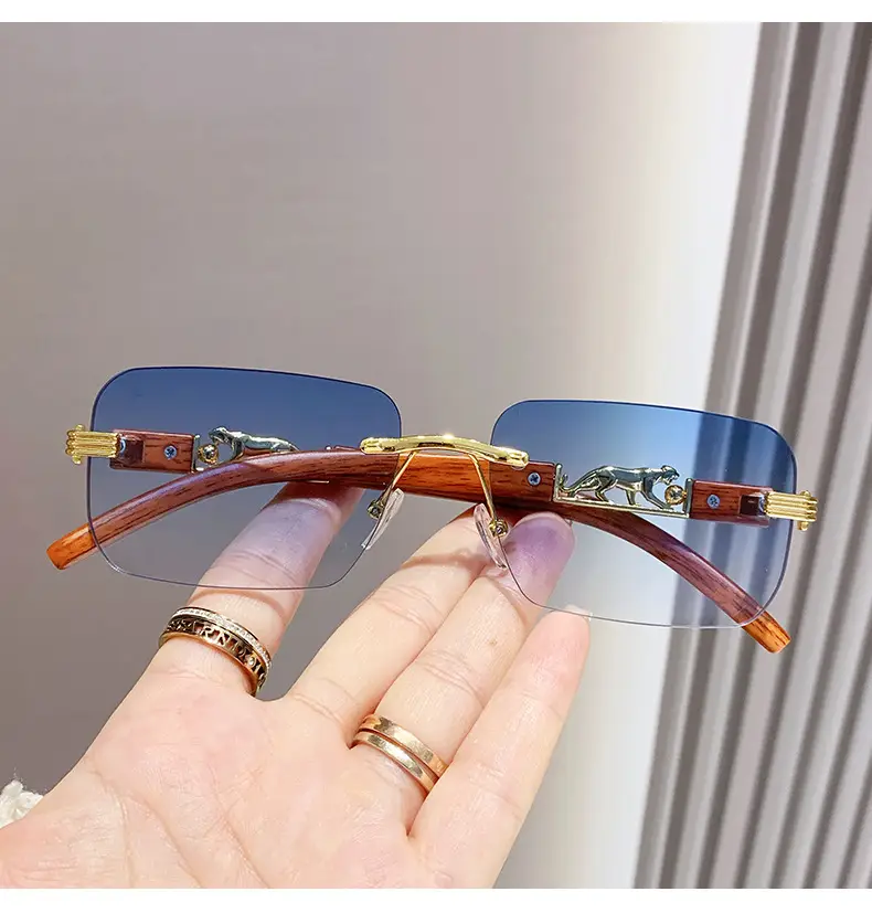 Gradient Frameless Sunglasses for Men Women Gold Metal โ feature 13