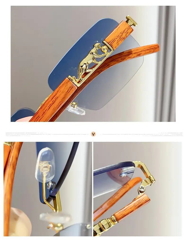 Gradient Frameless Sunglasses for Men Women Gold Metal โ feature 14