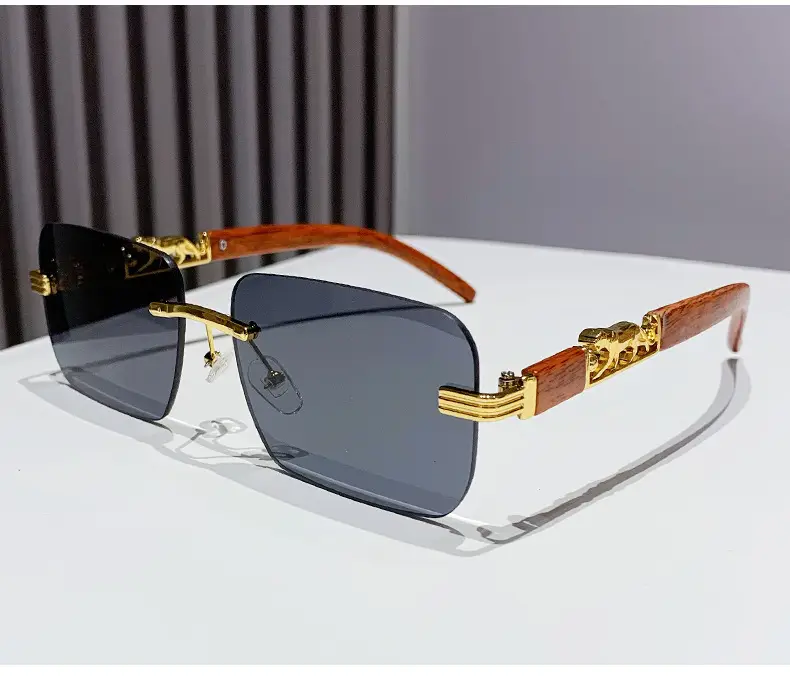 Gradient Frameless Sunglasses for Men Women Gold Metal โ feature 19