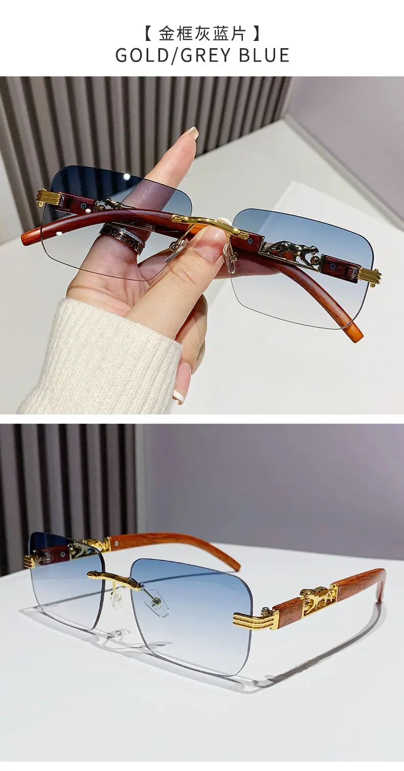 Gradient Frameless Sunglasses for Men Women Gold Metal โ feature 20