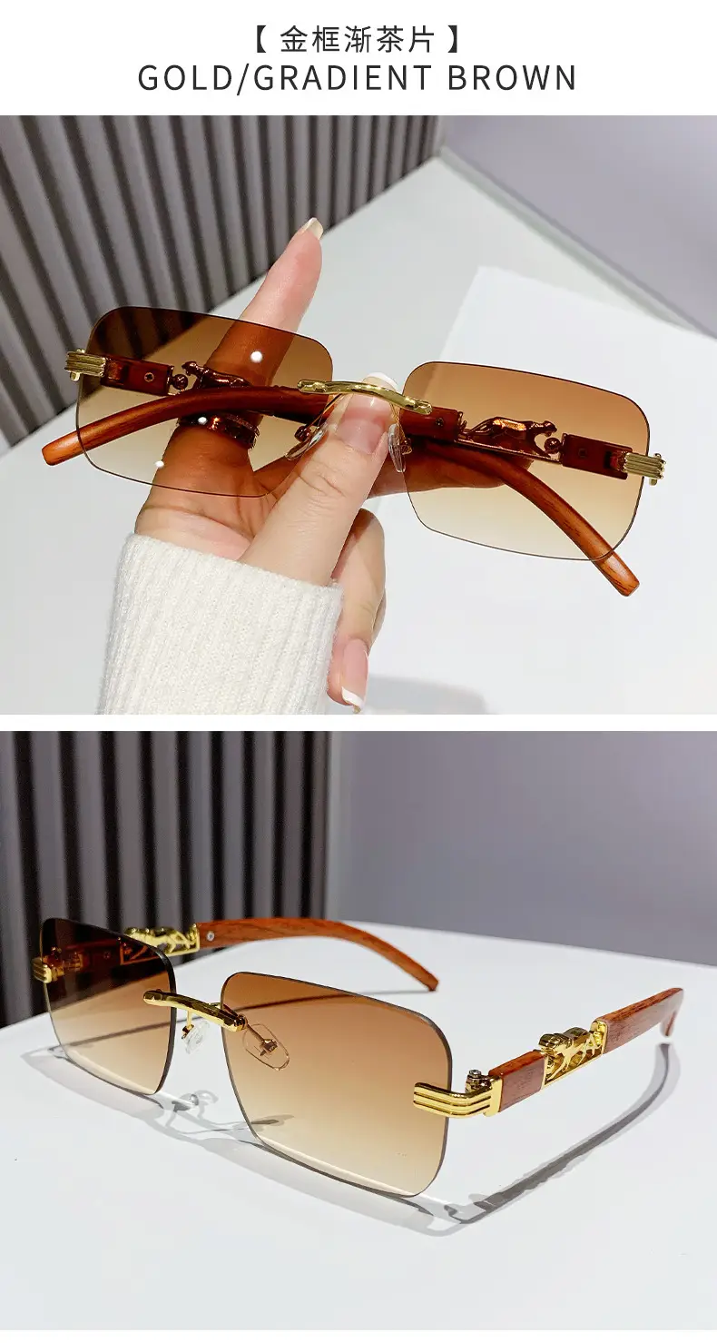 Gradient Frameless Sunglasses for Men Women Gold Metal โ feature 22