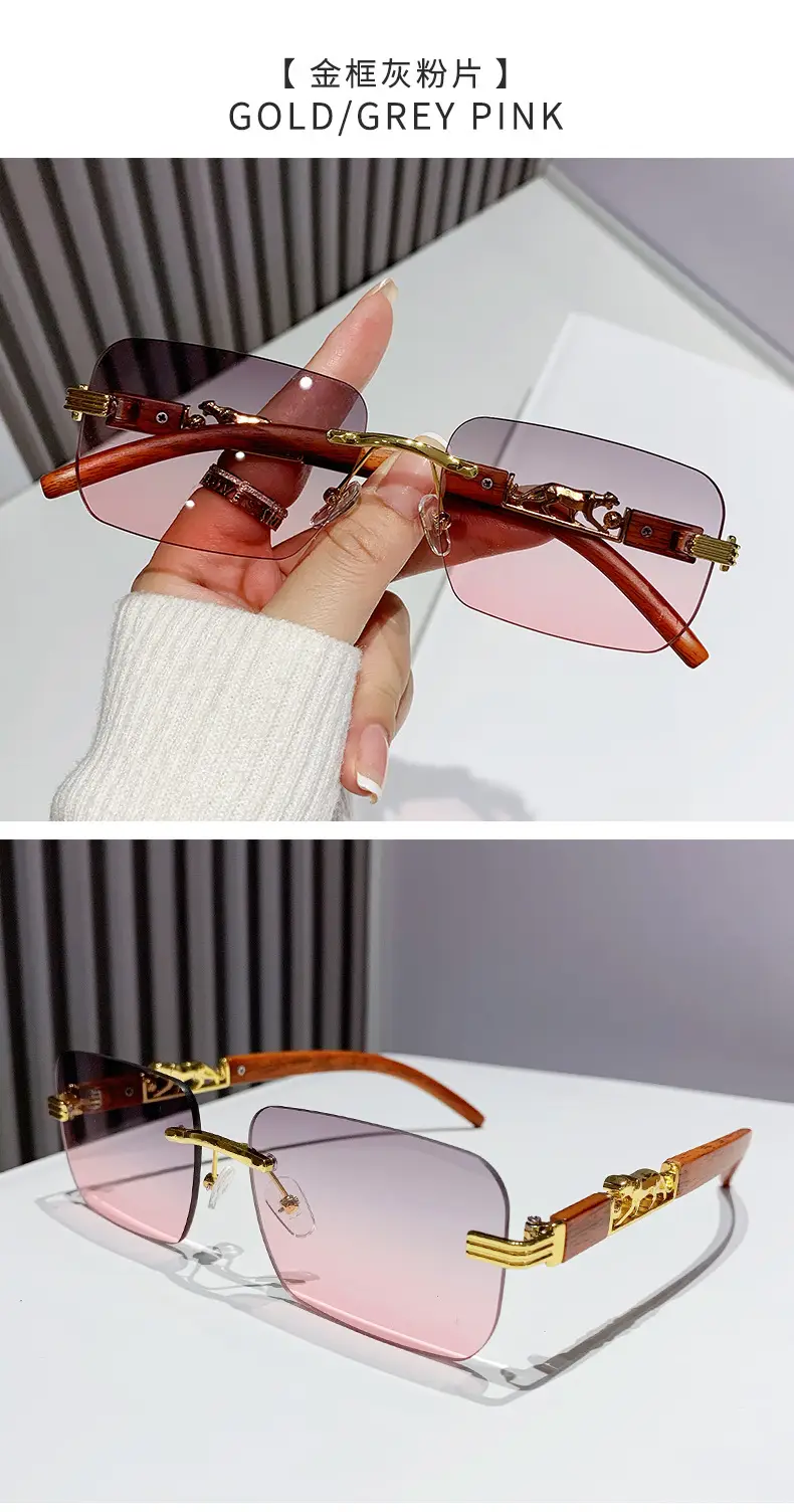 Gradient Frameless Sunglasses for Men Women Gold Metal โ feature 23