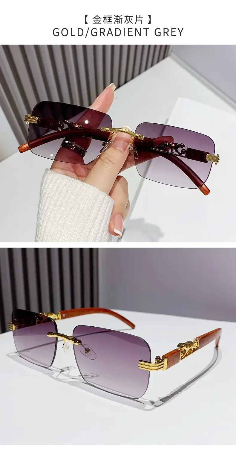 Gradient Frameless Sunglasses for Men Women Gold Metal โ feature 24
