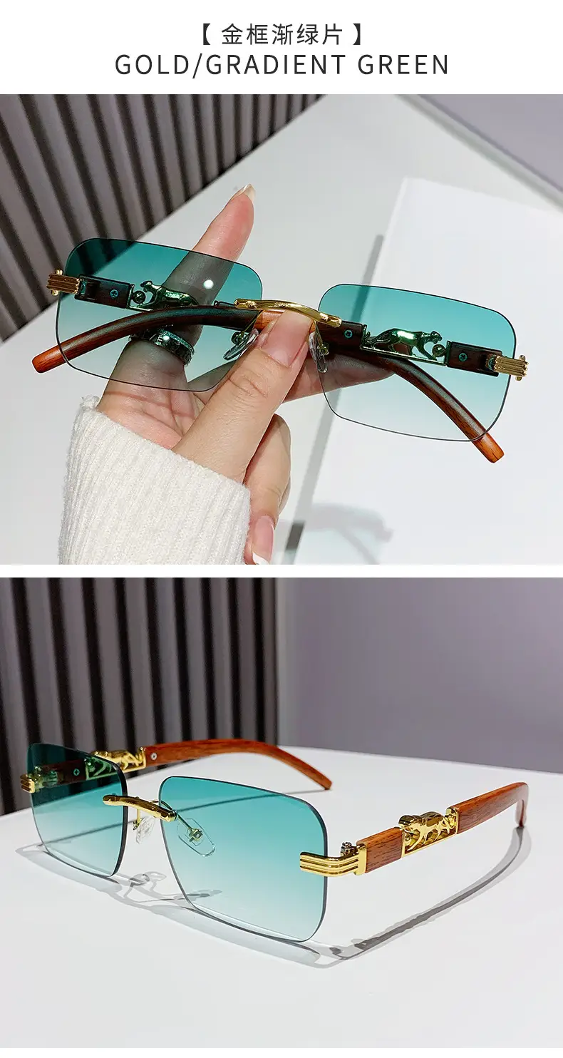 Gradient Frameless Sunglasses for Men Women Gold Metal โ feature 25