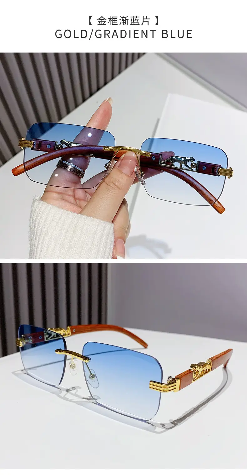 Gradient Frameless Sunglasses for Men Women Gold Metal โ feature 26