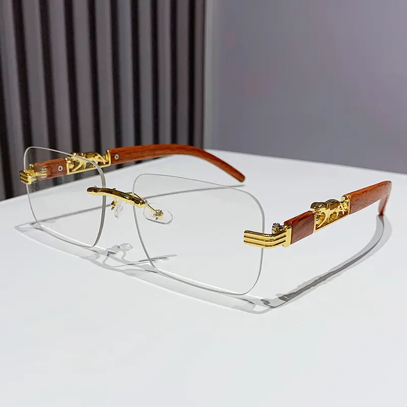 Gradient Frameless Sunglasses for Men Women Gold Metal - Image 3