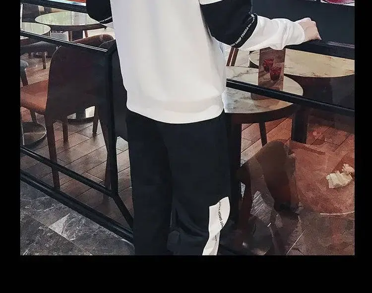 Men Black Graphic Hoodie Sweatpants Set Casual Winter Suit — feature 10