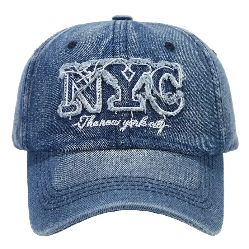 Men Denim Retro Letter Embroidered Cap 16CM - Image 9