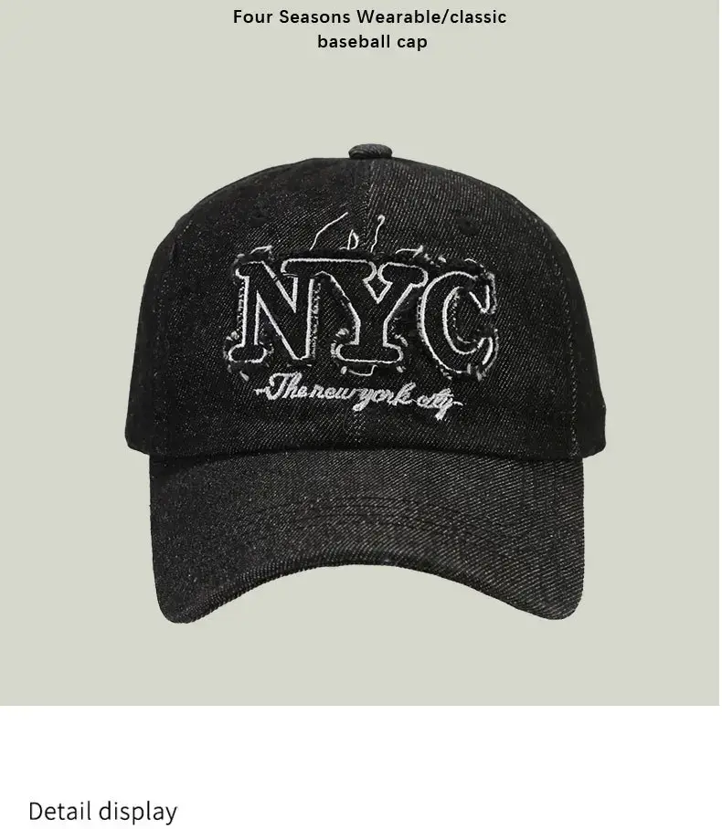 Men Denim Retro Letter Embroidered Cap 16CM — feature 10