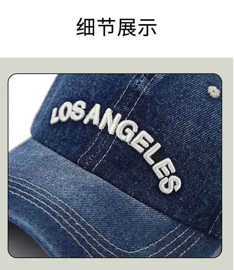 Men Denim Retro Letter Embroidered Cap 16CM — feature 11