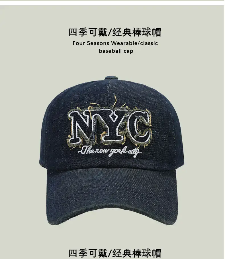 Men Denim Retro Letter Embroidered Cap 16CM — feature 9