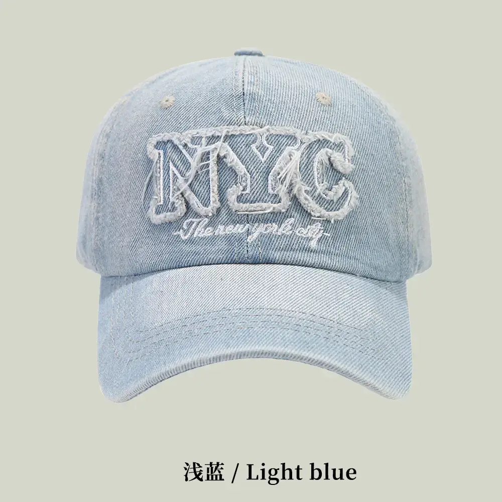 Men Denim Retro Letter Embroidered Cap 16CM - Image 2