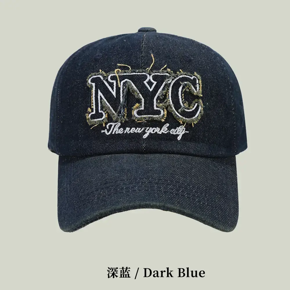 Men Denim Retro Letter Embroidered Cap 16CM - Image 3