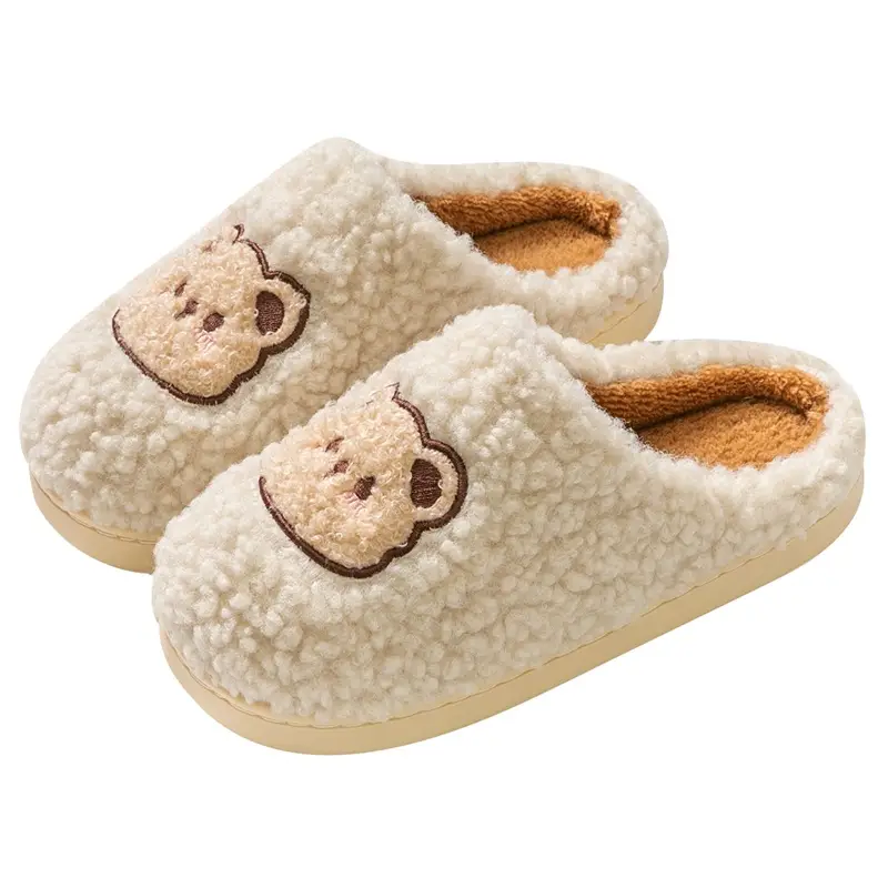Jialiya Cute Cotton Slippers for Women, Winter 2025 New Model, Indoor Home Use, Fleece-Lined, Warm, Non-Slip, Antibacterial Cotton Slippers for Men