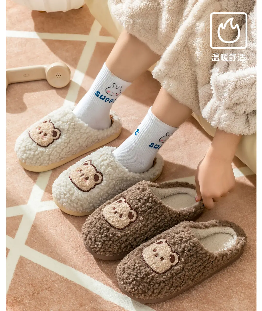 Jialiya Cute Cotton Slippers for Women, Winter 2025 New Model, Indoor Home Use, Fleece-Lined, Warm, Non-Slip, Antibacterial Cotton Slippers for Men — feature 14