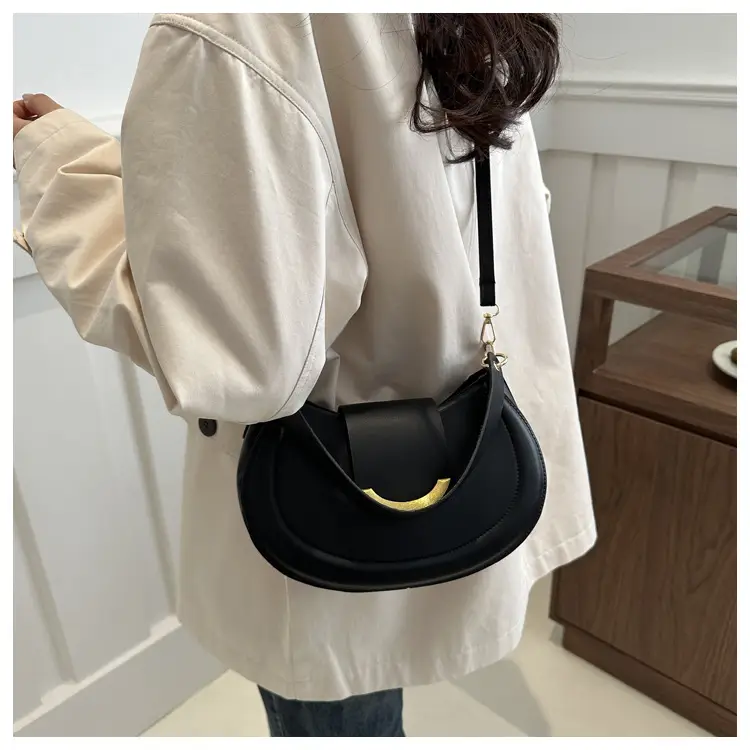 Black Western Crossbody Shoulder Bag with Gold Clasp — feature 41