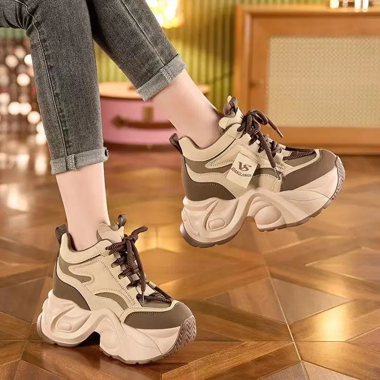 High heel daddy shoes for women 2024 spring new single shoes platform platform hidden height increasing women's shoes show feet small - Image 5