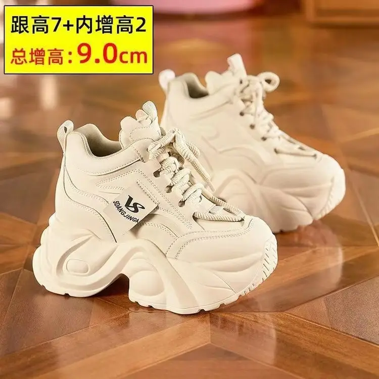 High heel daddy shoes for women 2024 spring new single shoes platform platform hidden height increasing women's shoes show feet small - Image 3