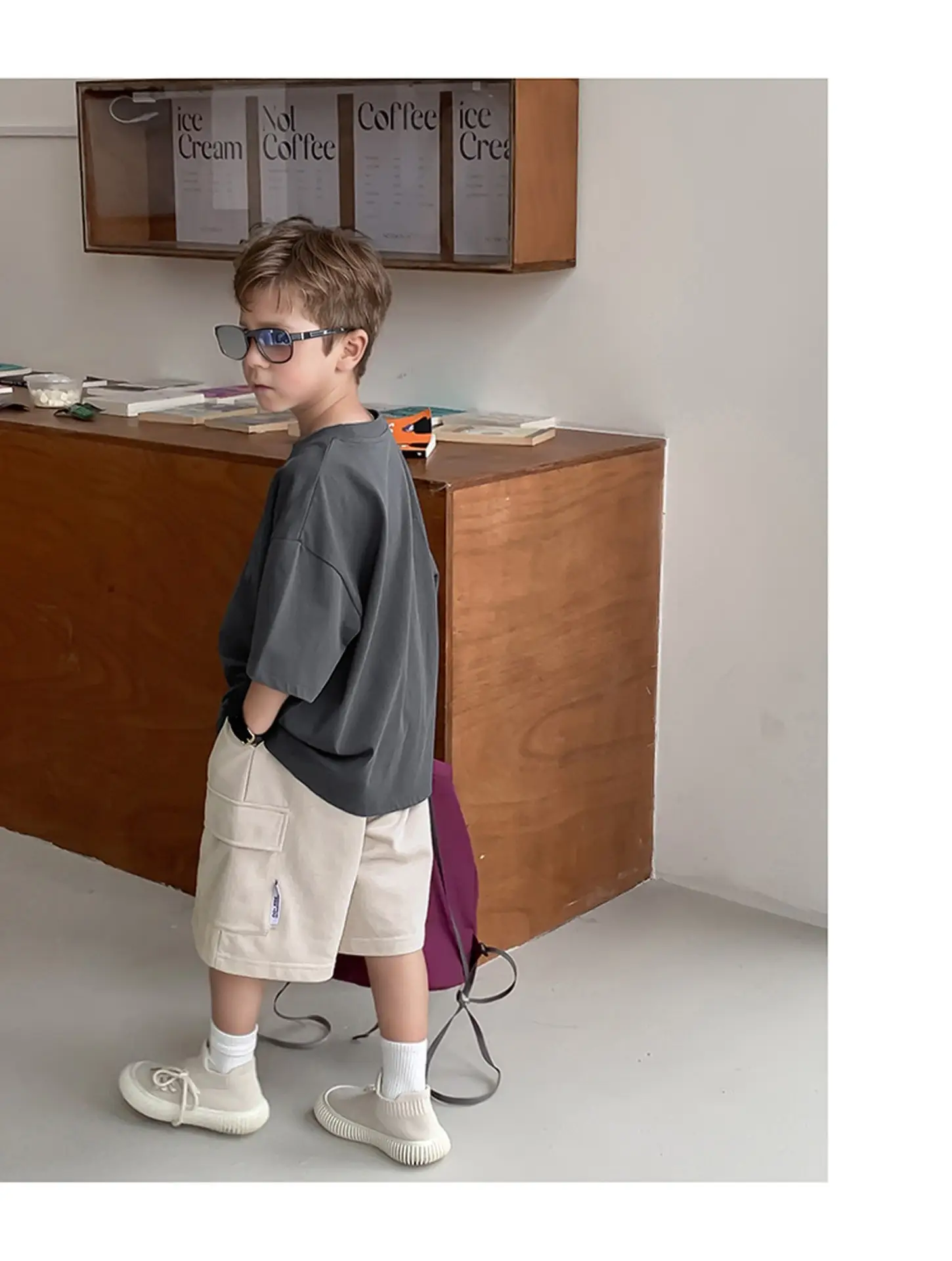 2025 Boys Short Sleeve T-Shirt Beige Casual Summer — feature 14