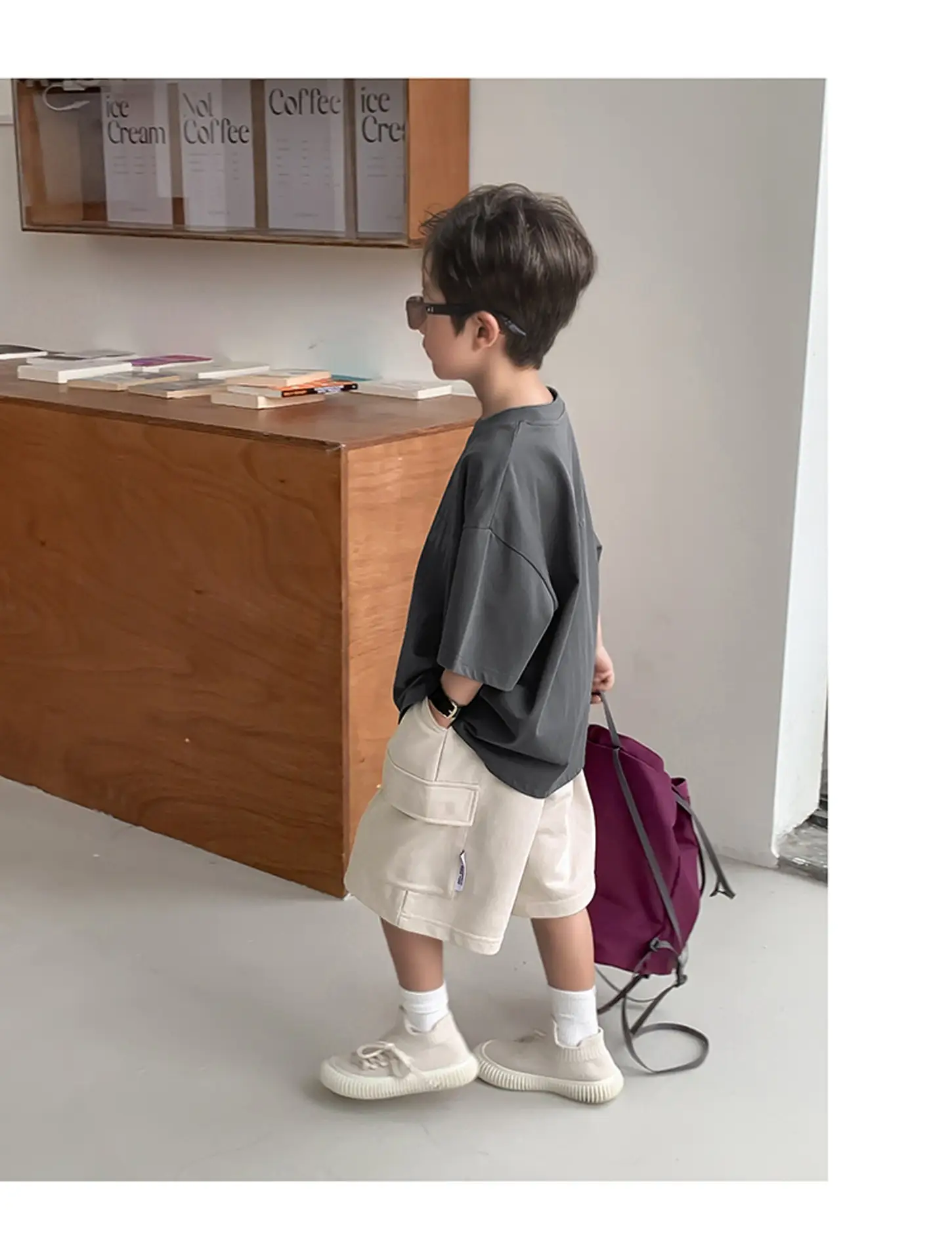 2025 Boys Short Sleeve T-Shirt Beige Casual Summer — feature 16