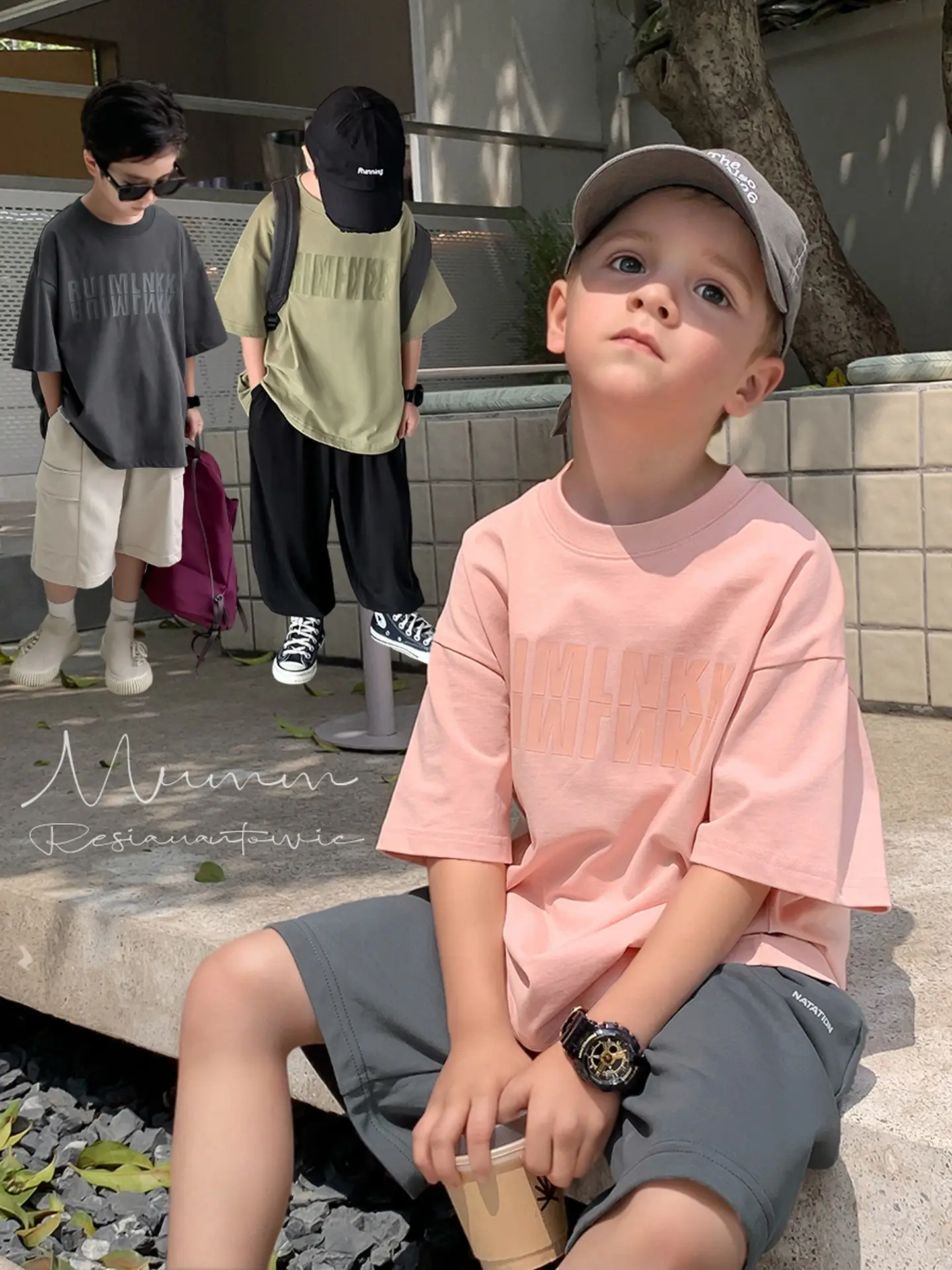 2025 Boys Short Sleeve T-Shirt Beige Casual Summer — feature 2
