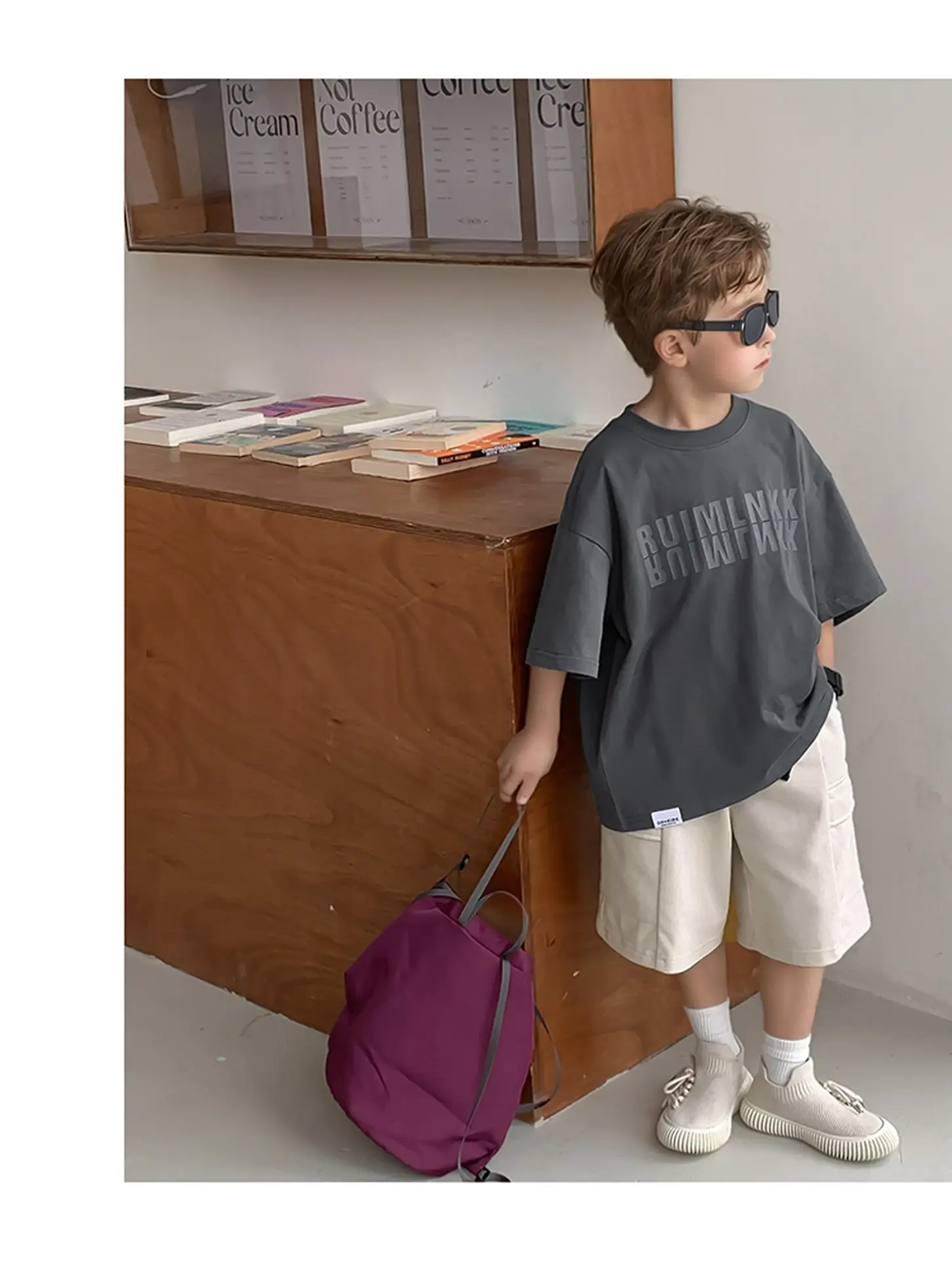 2025 Boys Short Sleeve T-Shirt Beige Casual Summer — feature 26
