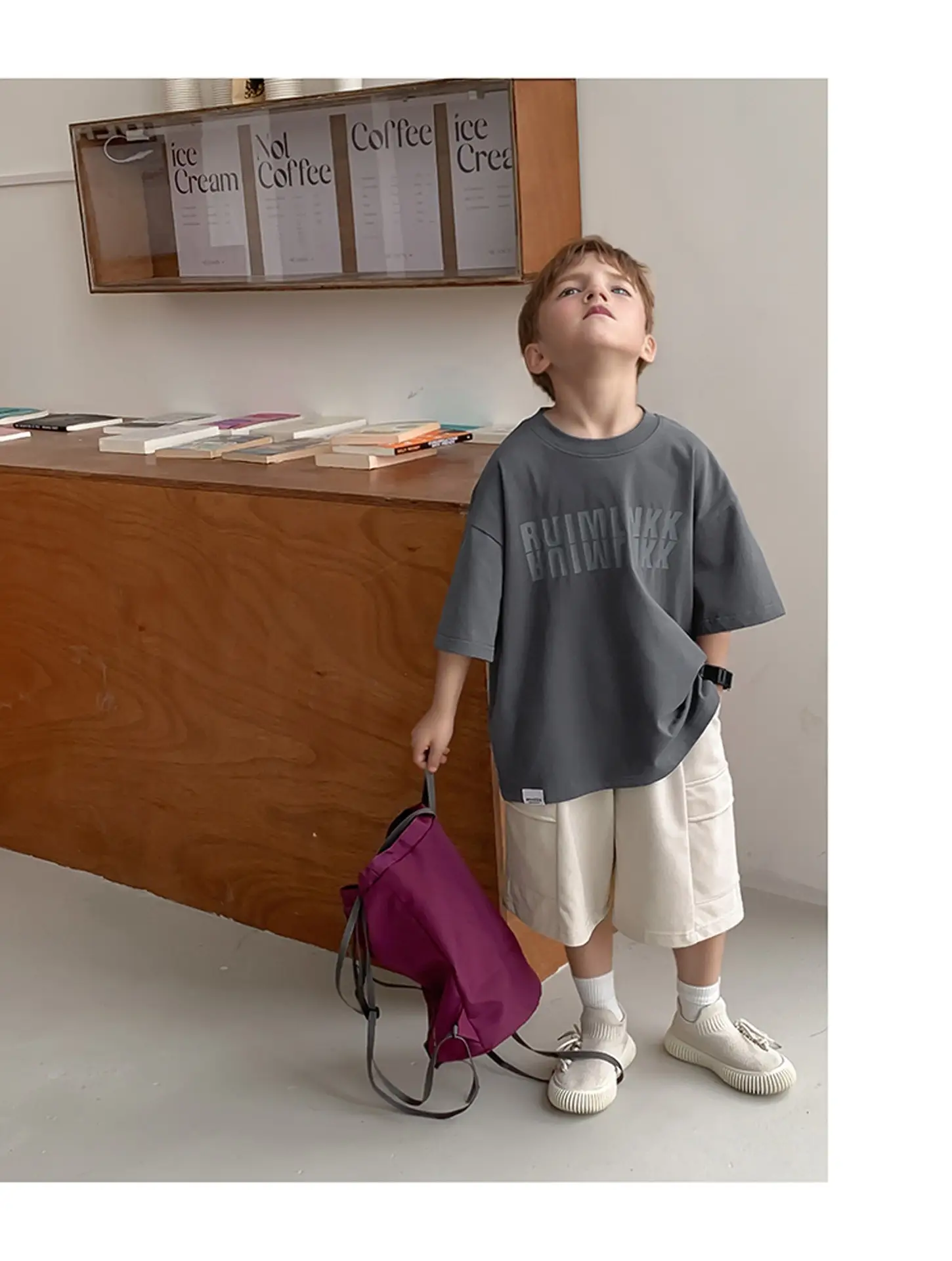 2025 Boys Short Sleeve T-Shirt Beige Casual Summer — feature 29
